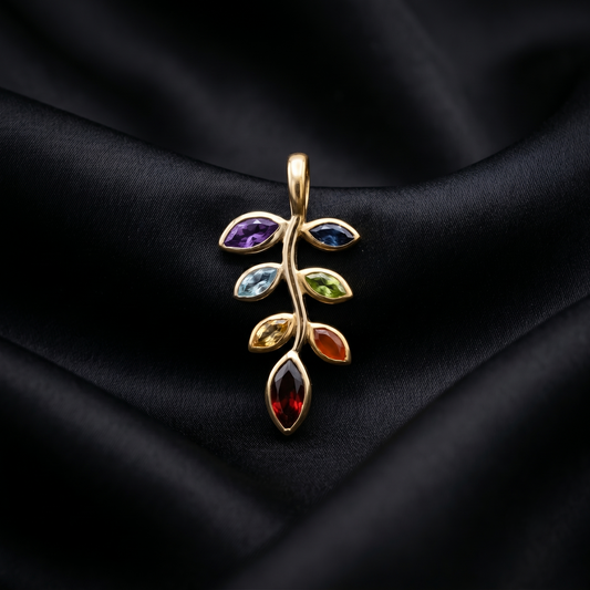 Multi-Stone Style Silver Pendant