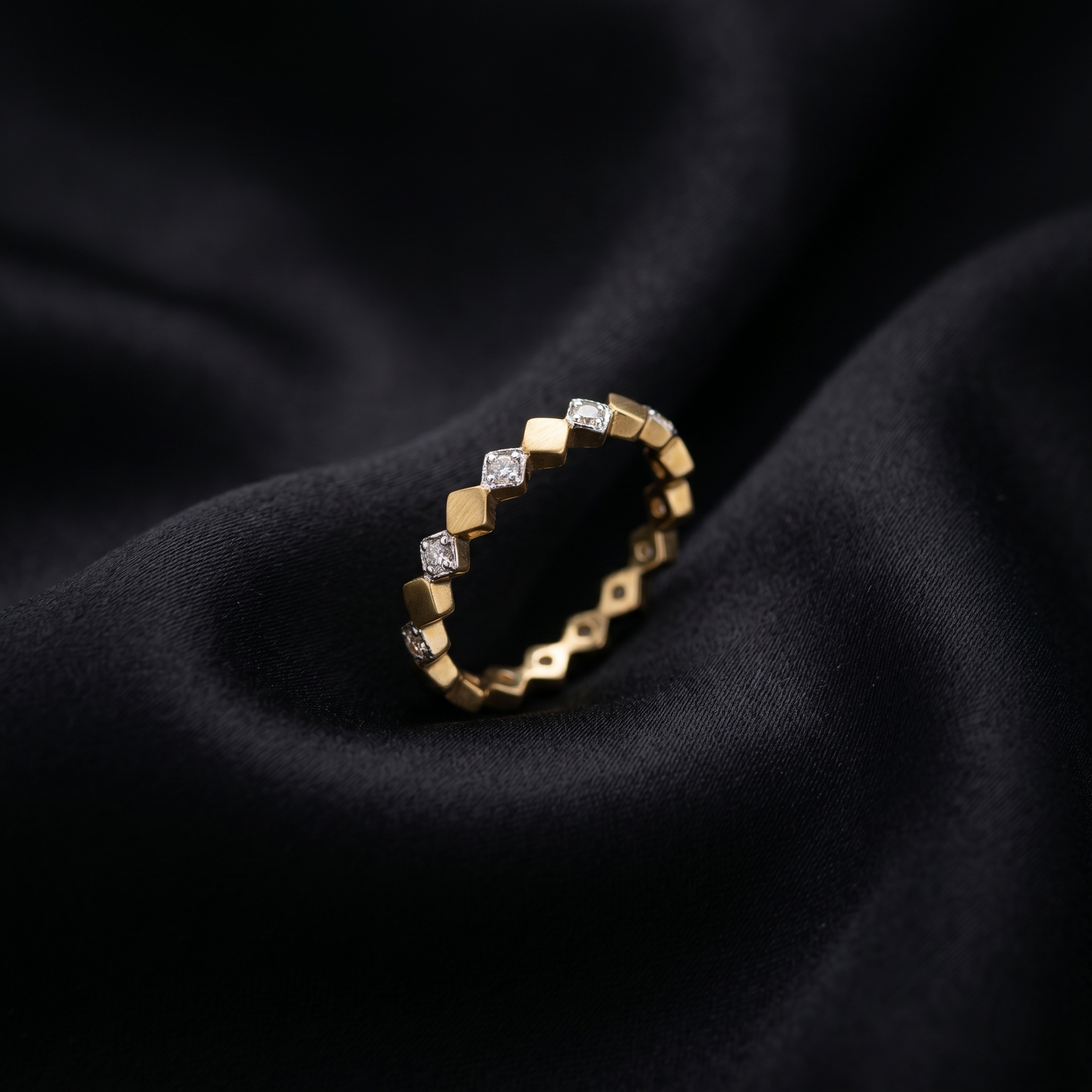 Geometric Diamond Gold Eternity Band
