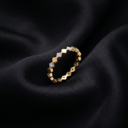 Geometric Diamond Gold Eternity Band