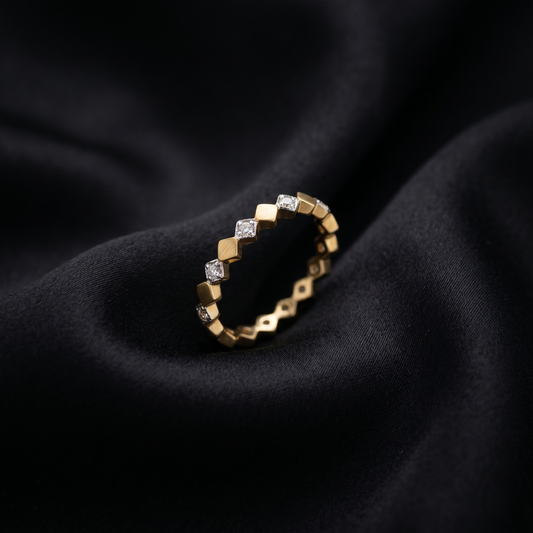 Geometric Diamond Gold Eternity Band