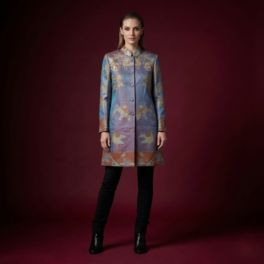 Imperial Crimson Bird Brocade Tunic