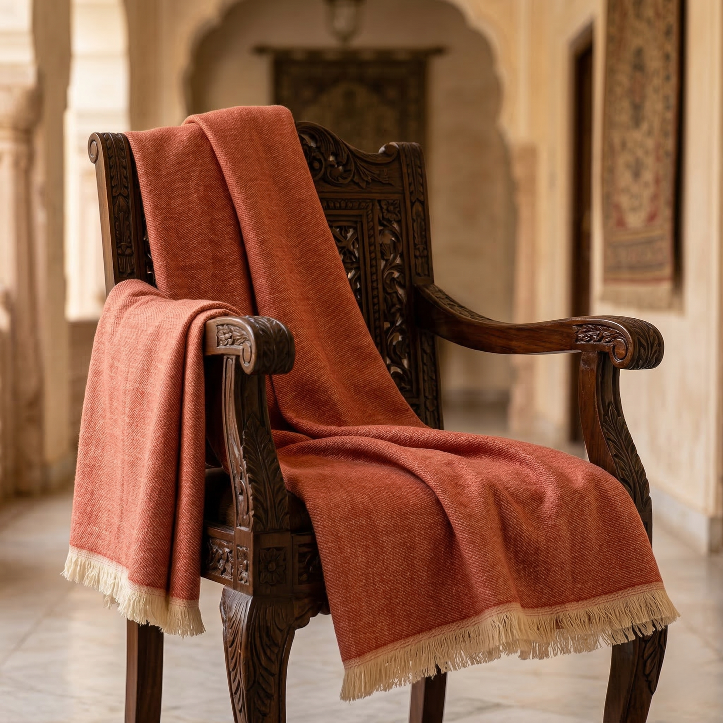 Hand Carved Heritage Pure Wool Oversized Blanket