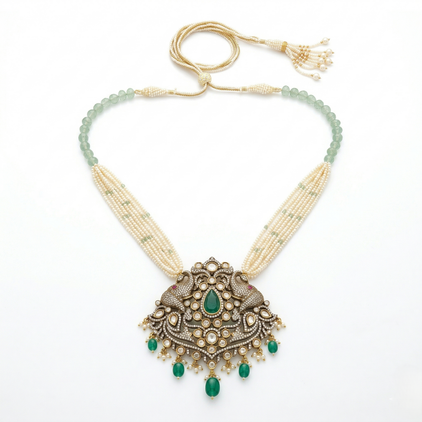 The Royal Peacock Emerald Silver Necklace