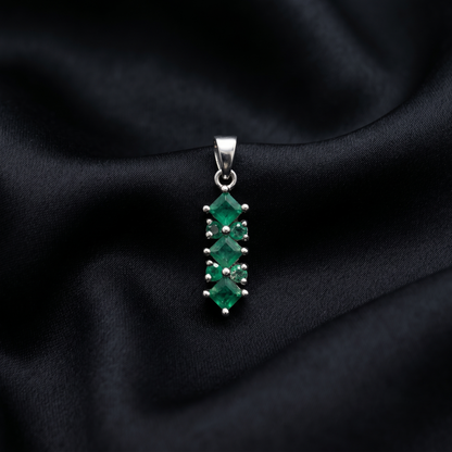 Vintage-Inspired Sterling Silver Emerald Pendant