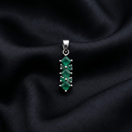 Vintage-Inspired Sterling Silver Emerald Pendant