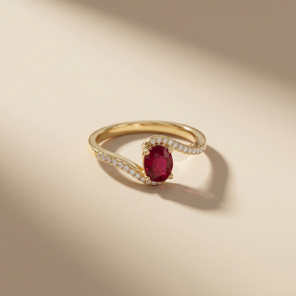 Royal Ruby Twist Diamond Gold Ring