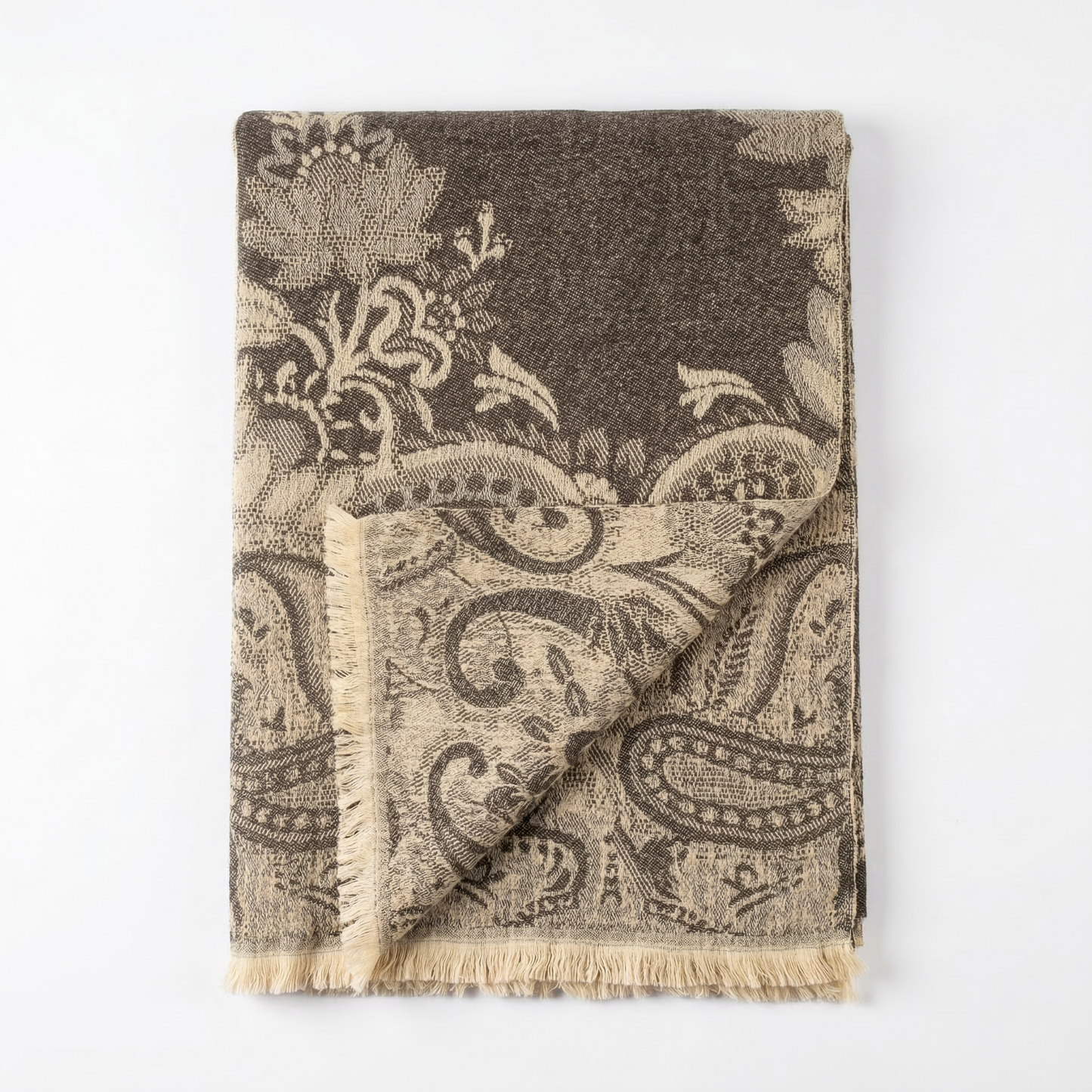 Elegant Paisley Jacquard Woolen Blanket