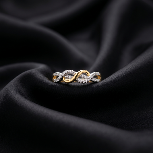 Elegant Gold Infinity Diamond Braided Ring