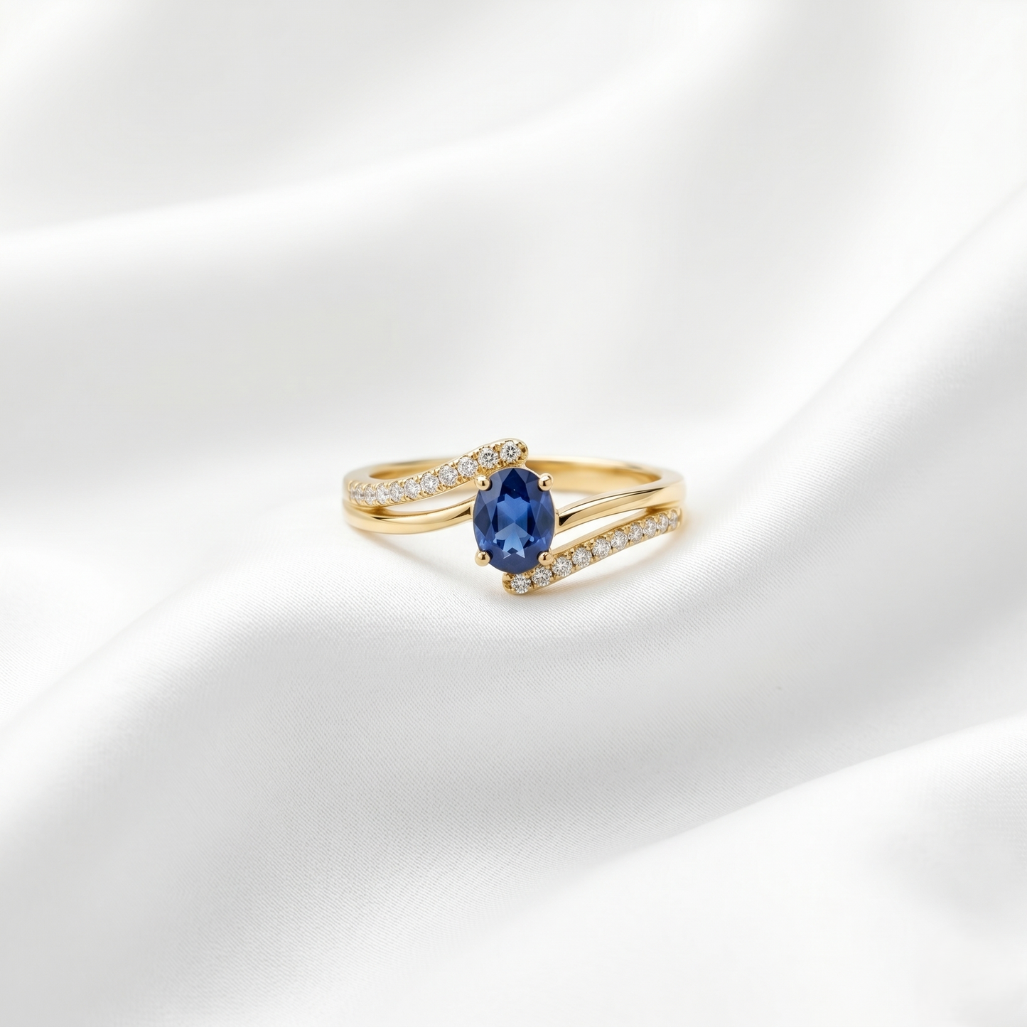 Royal Blue Sapphire Gold Cocktail Ring