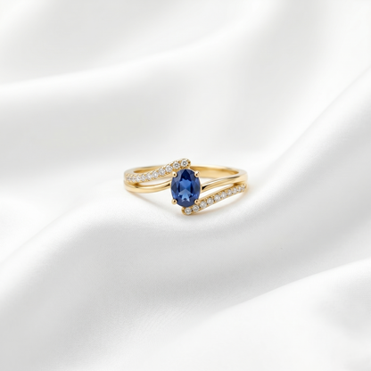 Royal Blue Sapphire Gold Cocktail Ring