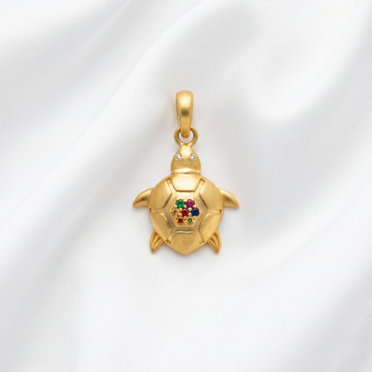 Enchanted Silver Tortoise Gemstone Pendant
