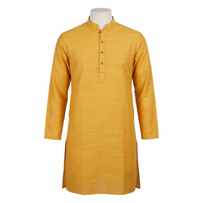 Elegant Mustard Silk Blend Men's Kurta