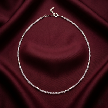 Minimalist Beaded Silver and Moonstone Choker