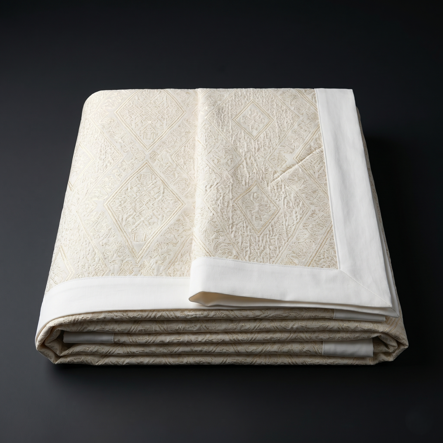 Cream Geometric Simplicity Luxury Cotton Bedcover