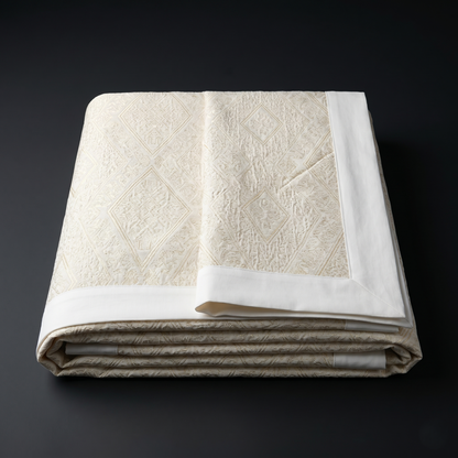 Cream Geometric Simplicity Luxury Cotton Bedcover