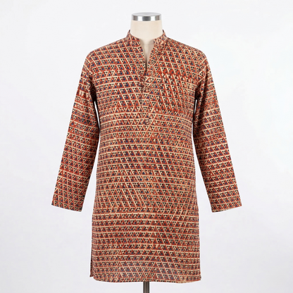 Elegant Ajrakh Print Cotton Long Kurta