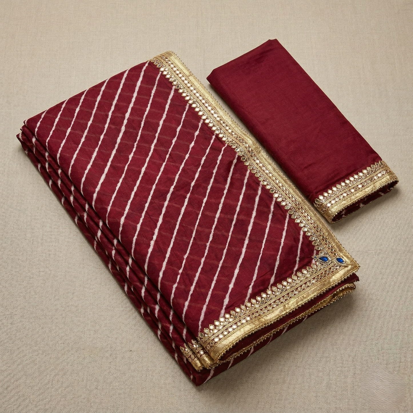 Elegant Maroon Leheria Silk Heritage Saree