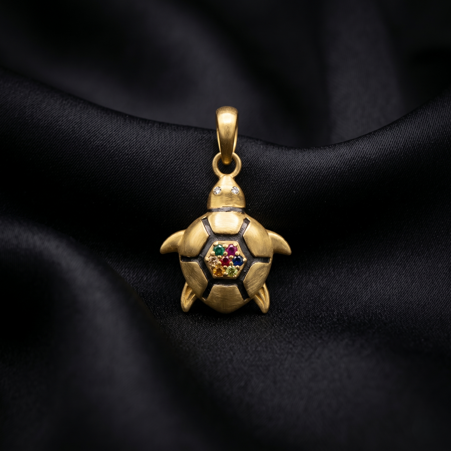 Enchanted Silver Tortoise Gemstone Pendant
