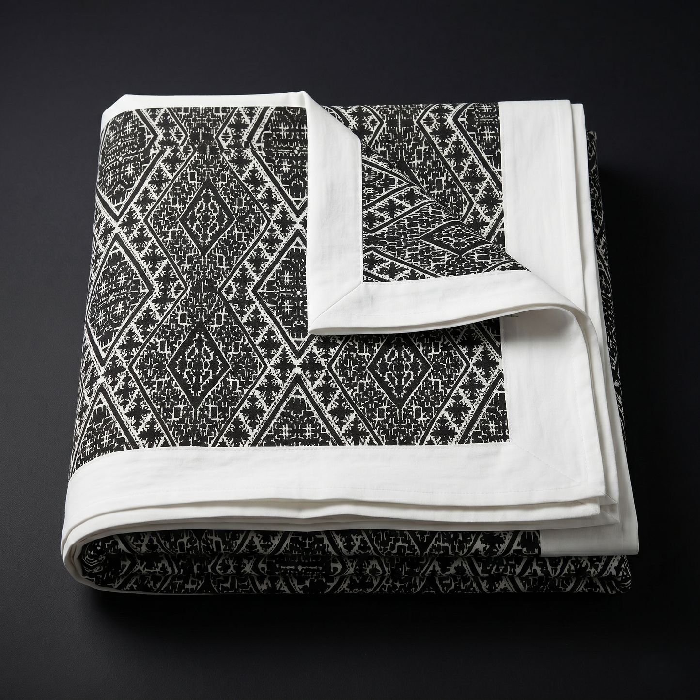 Geometric Simplicity Charcoal Handcrafted Luxury Bedcover