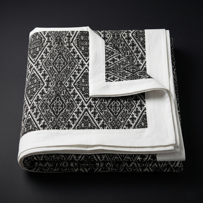 Geometric Simplicity Charcoal Handcrafted Luxury Bedcover
