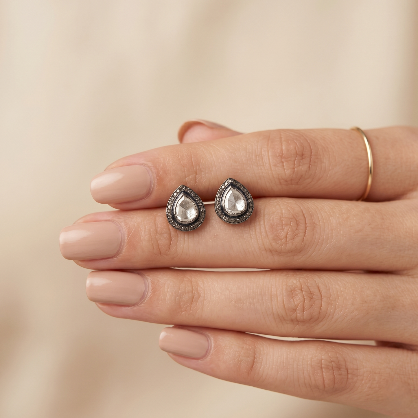 Elegant Victorian Polka Silver Stud Earrings