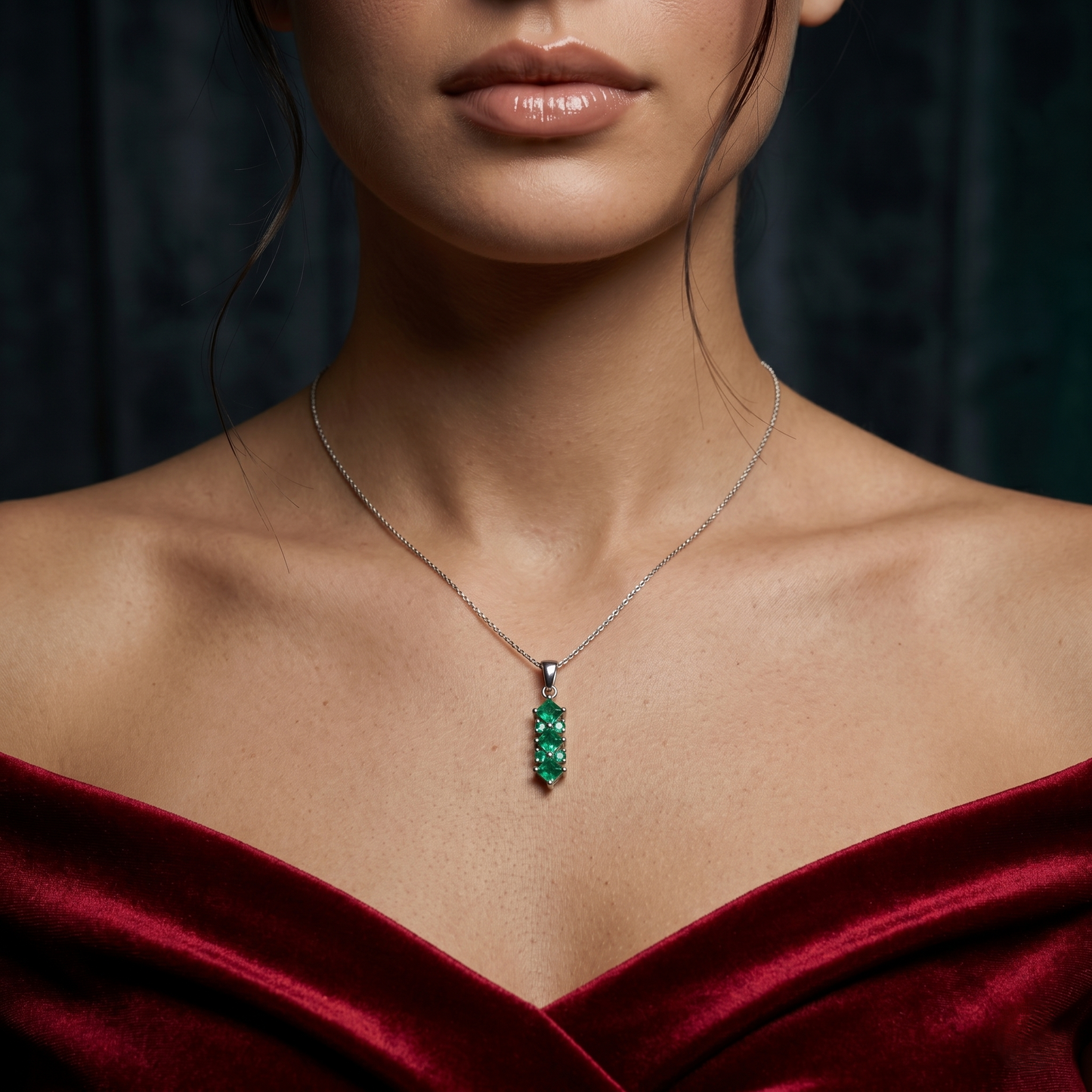 Vintage-Inspired Sterling Silver Emerald Pendant