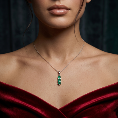 Vintage-Inspired Sterling Silver Emerald Pendant