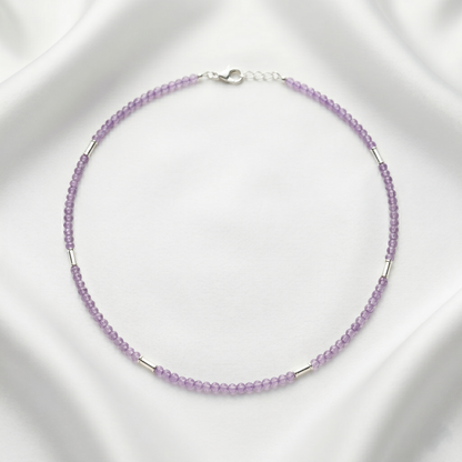 Elegant Amethyst and Silver Beaded Choker