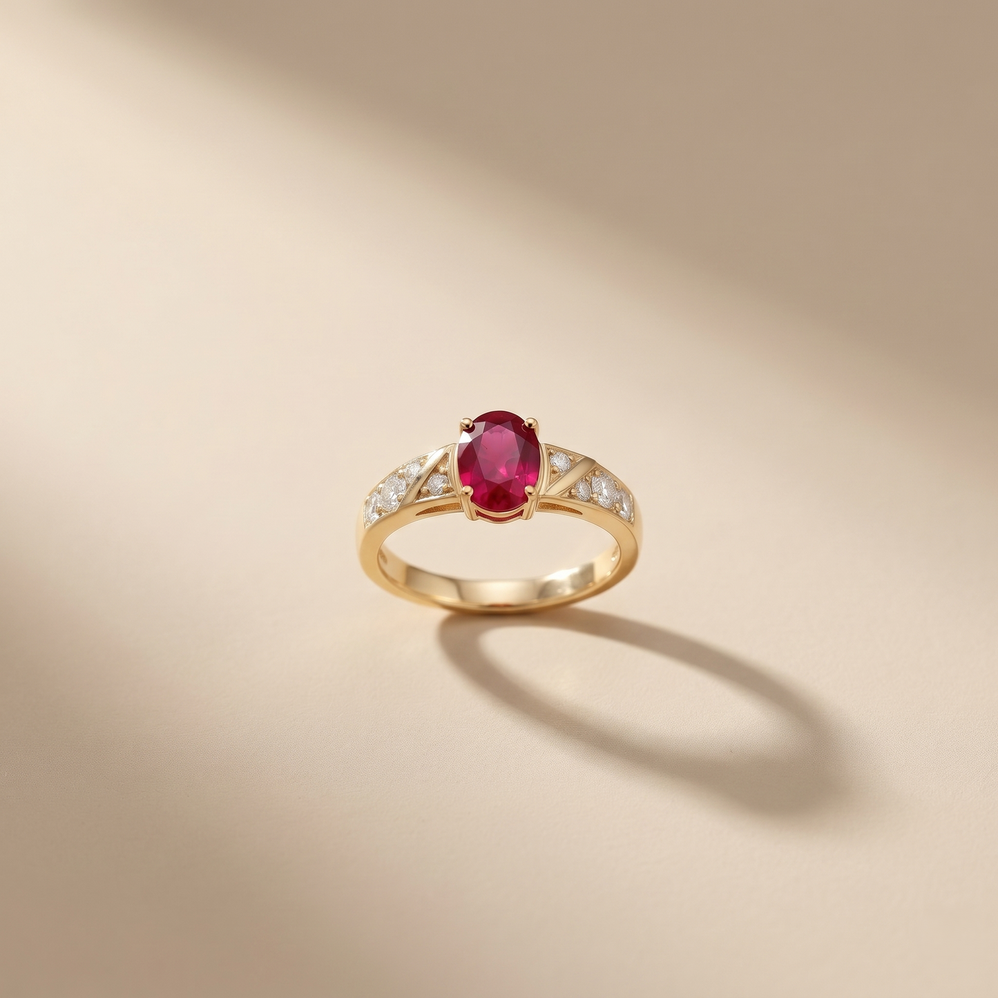 Oval Ruby Gold Diamond Accent Ring