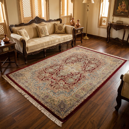 Vintage Medallion Crimson Persian Style Rug