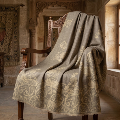 Elegant Paisley Jacquard Woolen Blanket