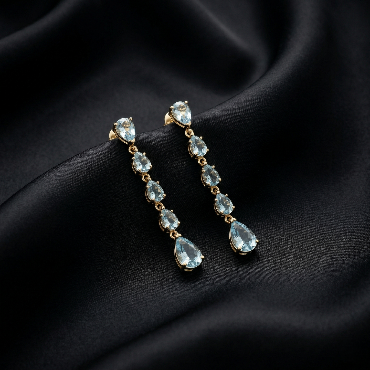 Elegant 92.5 Silver Blue Gemstone Earrings