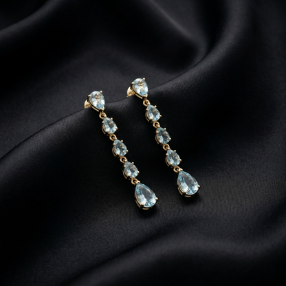 Elegant 92.5 Silver Blue Gemstone Earrings