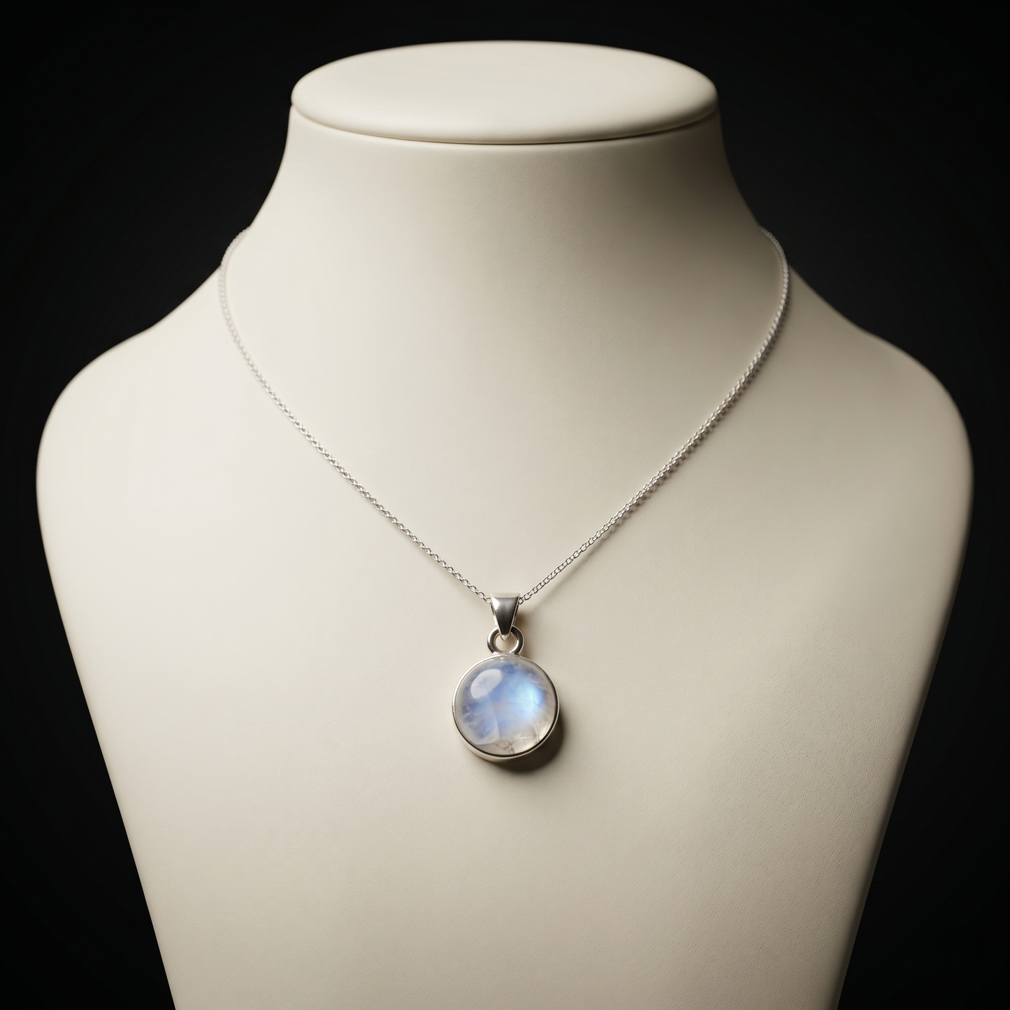 Lustrous Rainbow Moonstone Sterling Silver Pendant