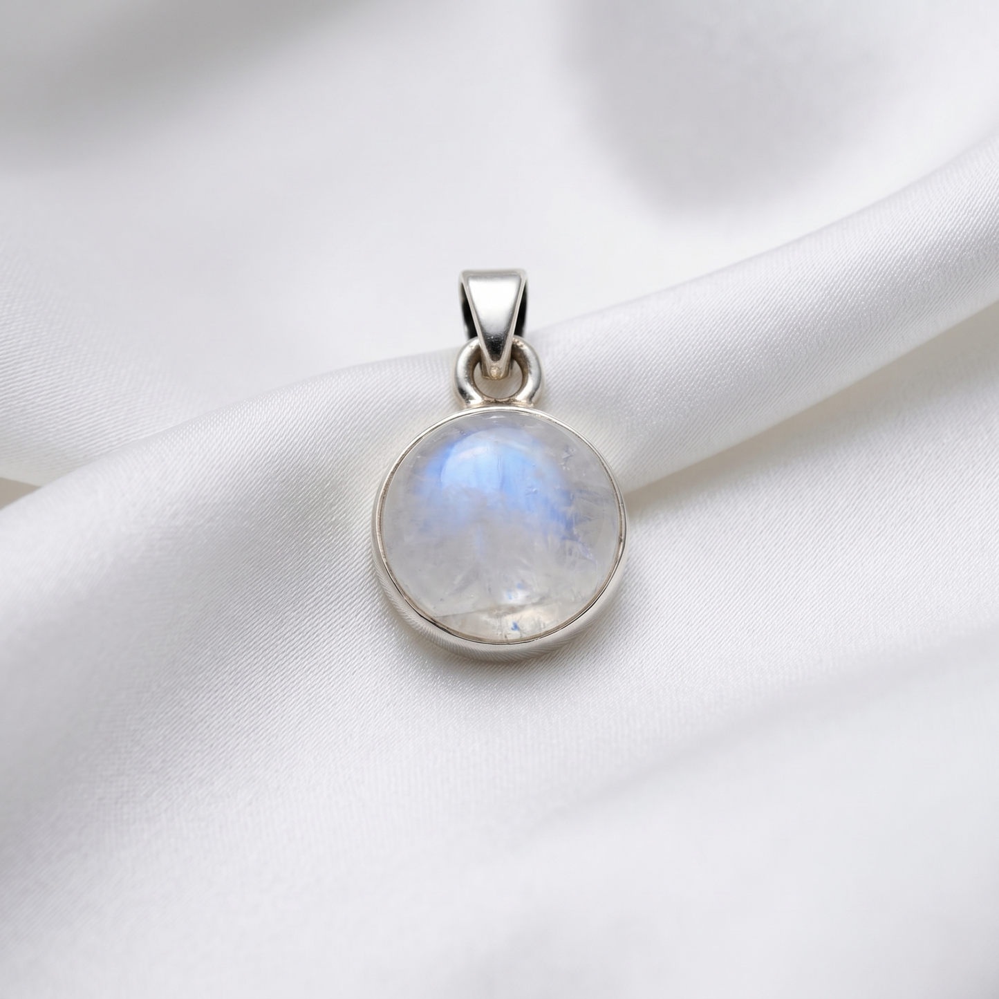 Lustrous Rainbow Moonstone Sterling Silver Pendant