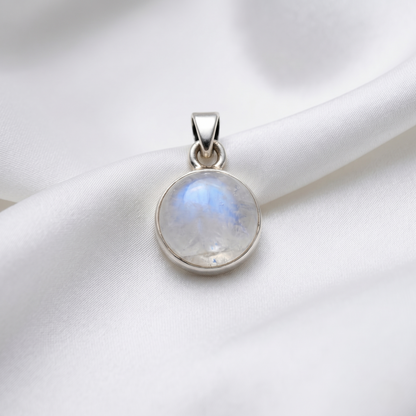 Lustrous Rainbow Moonstone Sterling Silver Pendant