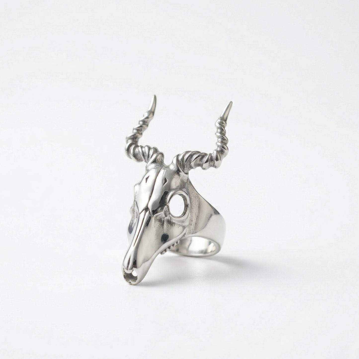 Silver Gazelle Skull Statement Spirit Ring