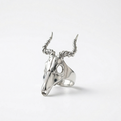 Silver Gazelle Skull Statement Spirit Ring