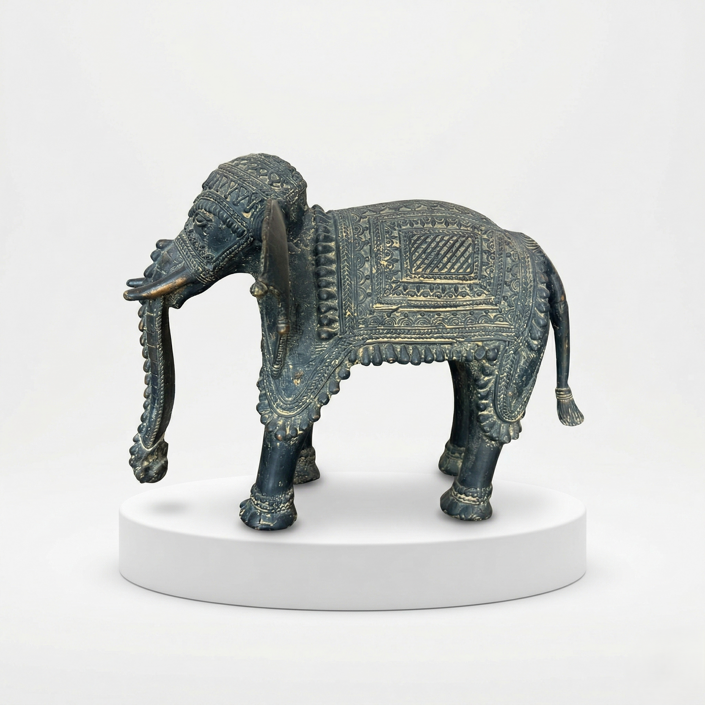 Antique Brass Royal Elephant Sculpture