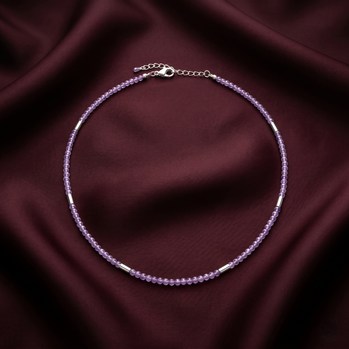 Elegant Amethyst and Silver Beaded Choker