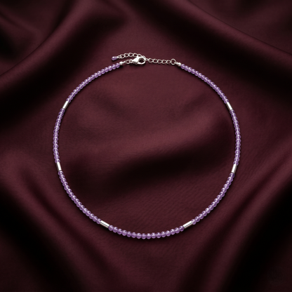Elegant Amethyst and Silver Beaded Choker