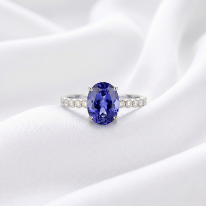 Oval Tanzanite White Gold Diamond Ring