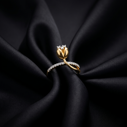 Golden Tulip Diamond Bypass Band Ring