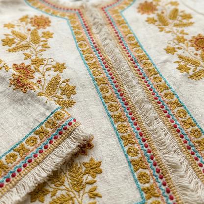 Heritage Floral Embroidered Linen Bolero Jacket