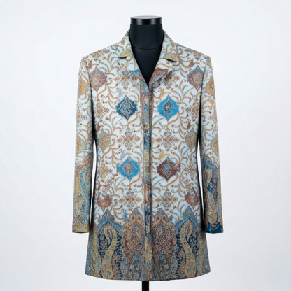 Intricate Paisley Patterned Mid-Length Coat