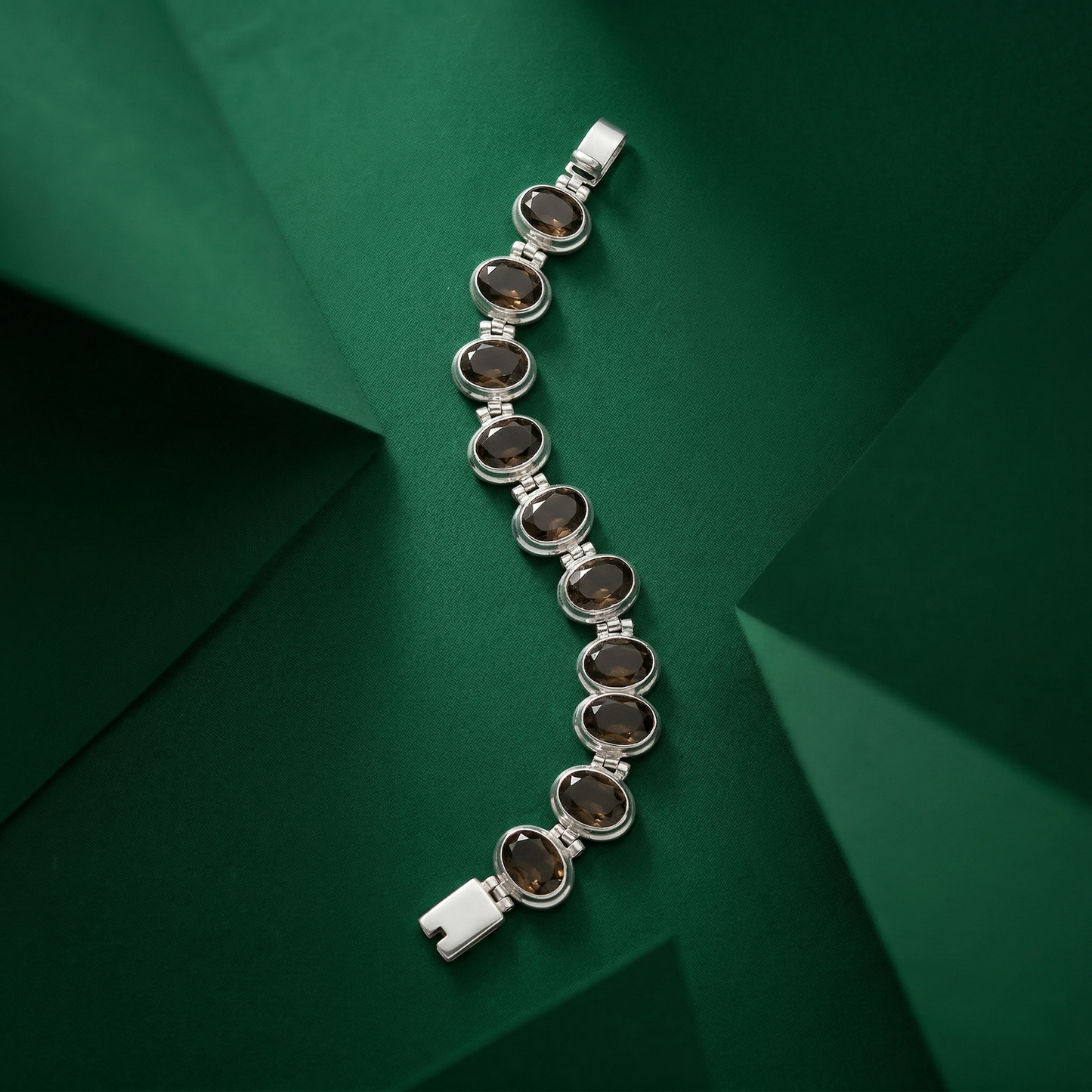 Ethereal Silver Radiance Gemstone Link Bracelet