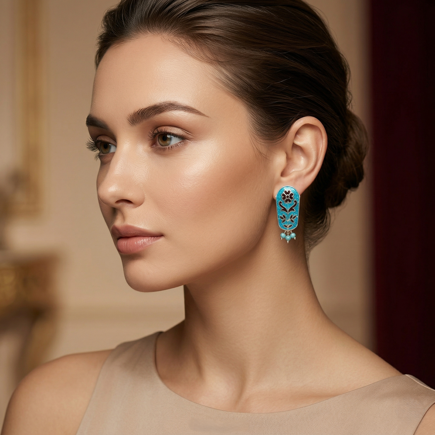 Cerulean Bloom Handcrafted Silver Enamel Drops