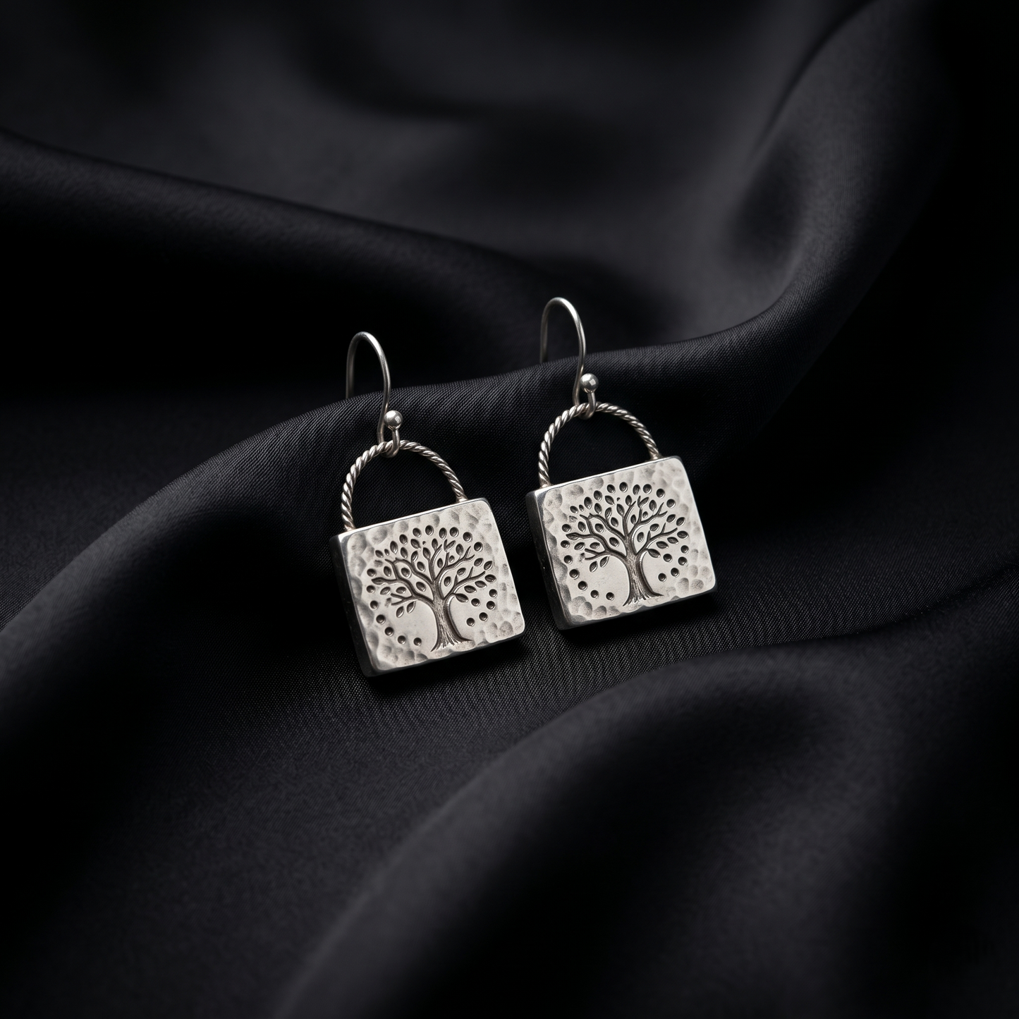 Handcrafted Tree of Life Silver Earrings