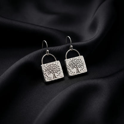 Handcrafted Tree of Life Silver Earrings