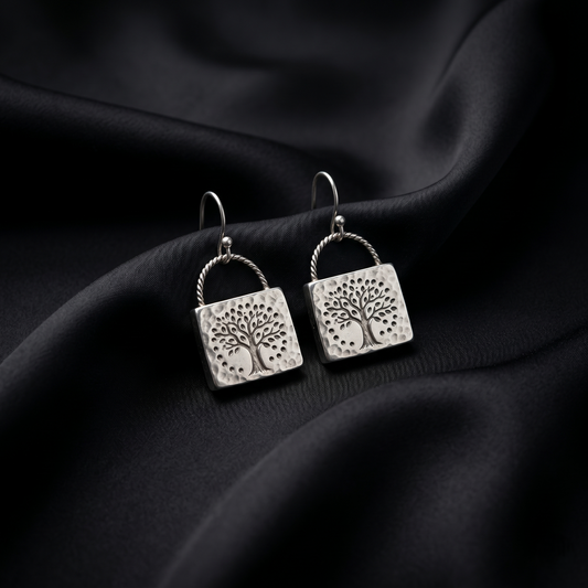 Handcrafted Tree of Life Silver Earrings